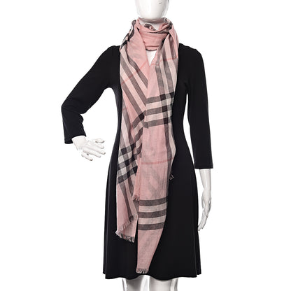 Burberry Wool Silk Gauze Giant Check Scarf Alabaster Pink 2 of 5