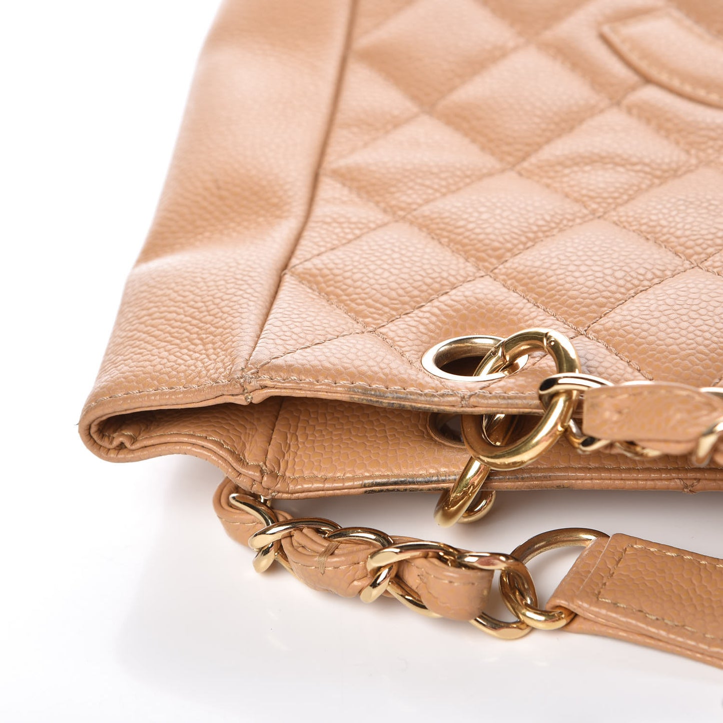 Caviar Quilted Petit Shopping Tote PST Dark Beige