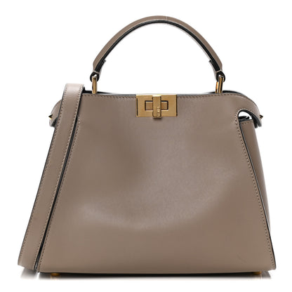 Fendi Vitello Tahiti Burro Medium Peekaboo Iconic Essentially Satchel Tortora Black 1 of 22