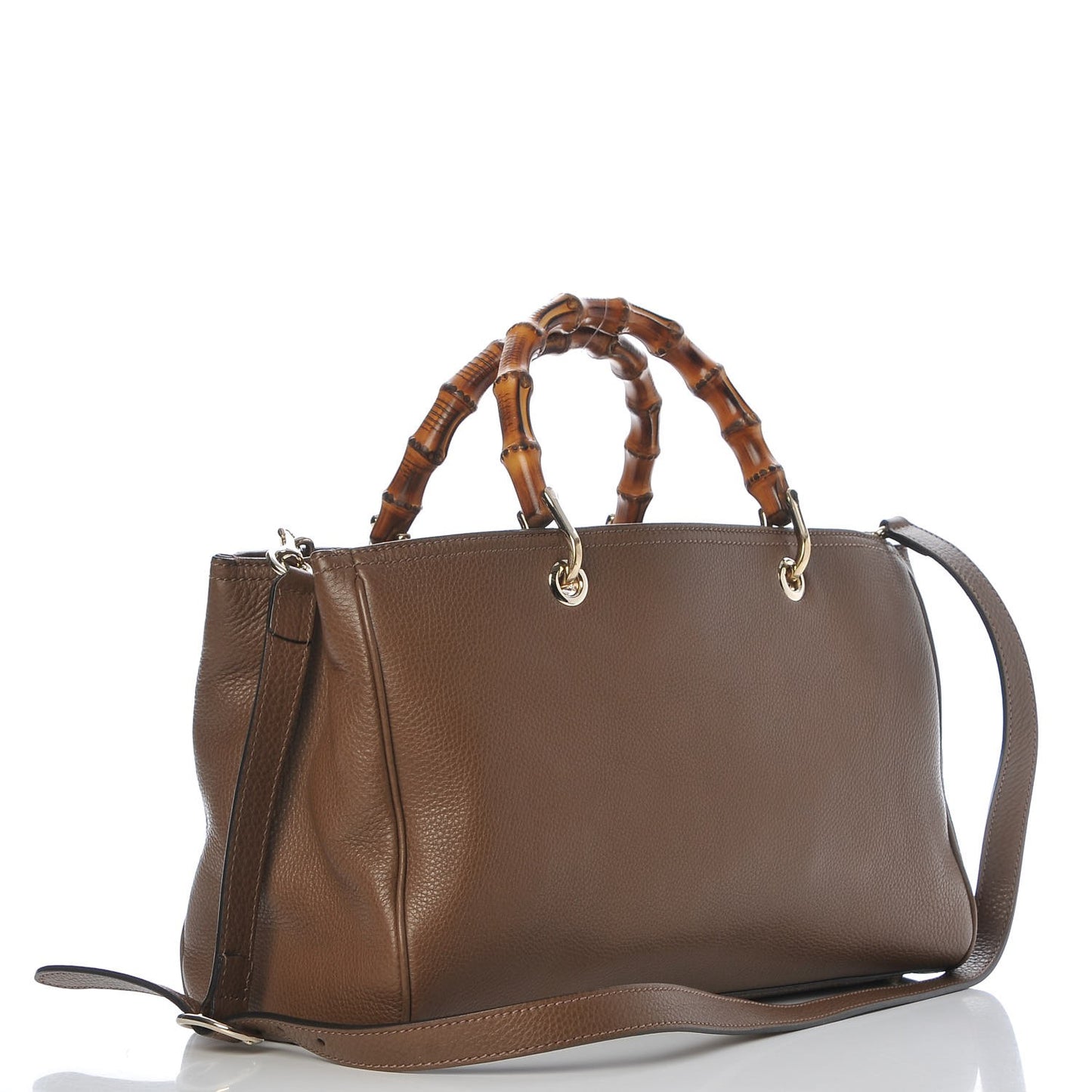 Pebbled Calfskin Medium Bamboo Shopper Tote Acero