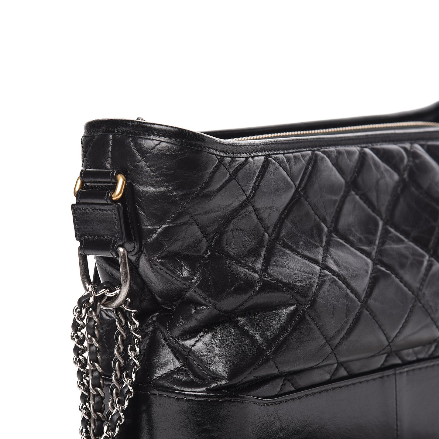 Aged Calfskin Quilted Medium Gabrielle Hobo Black
