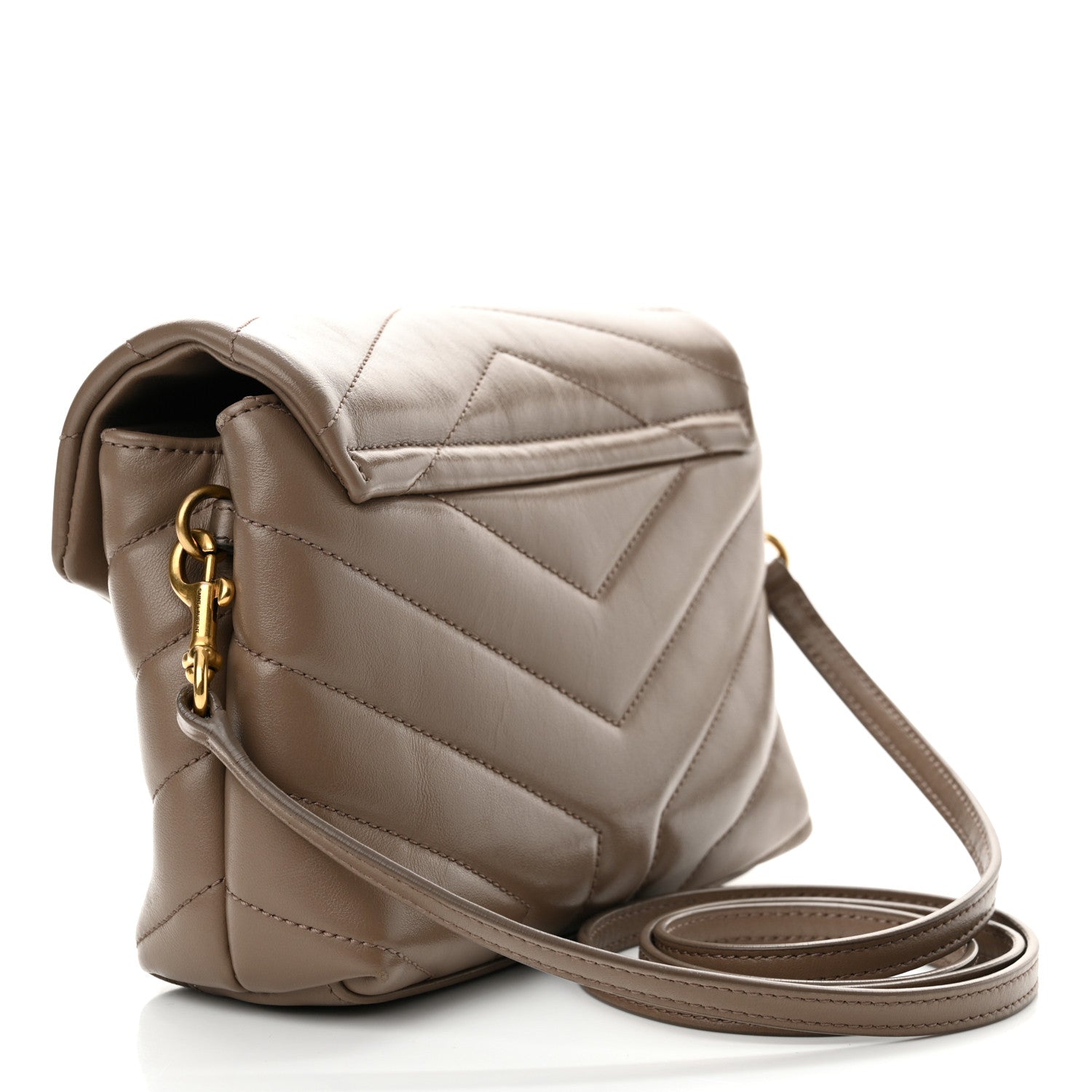 Saint Laurent Calfskin Y Quilted Monogram Toy Loulou Crossbody Bag Taupe 3 of 10
