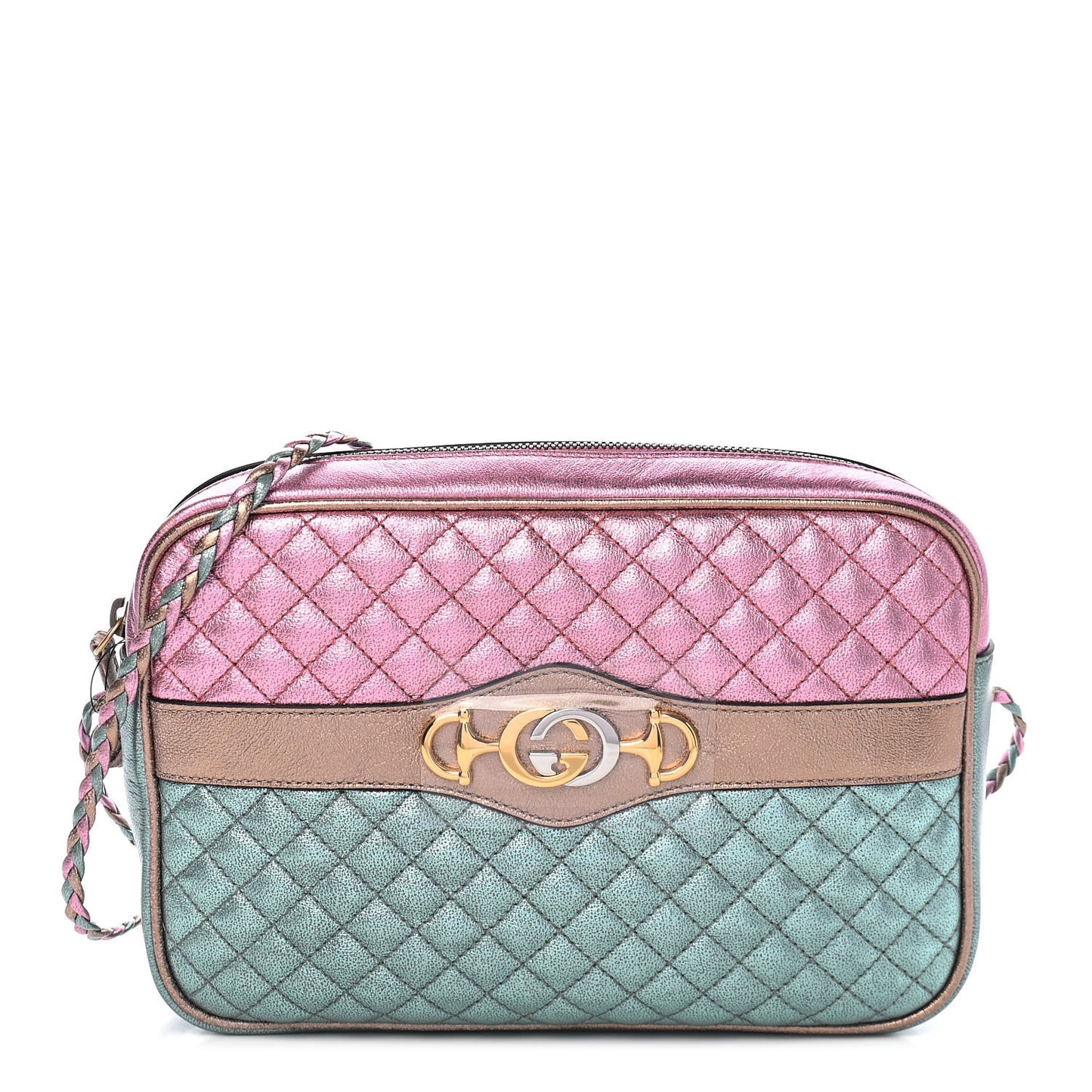 Laminated Nappa Trapuntata Small Zumi Shoulder Bag Rosa Lago Rame
