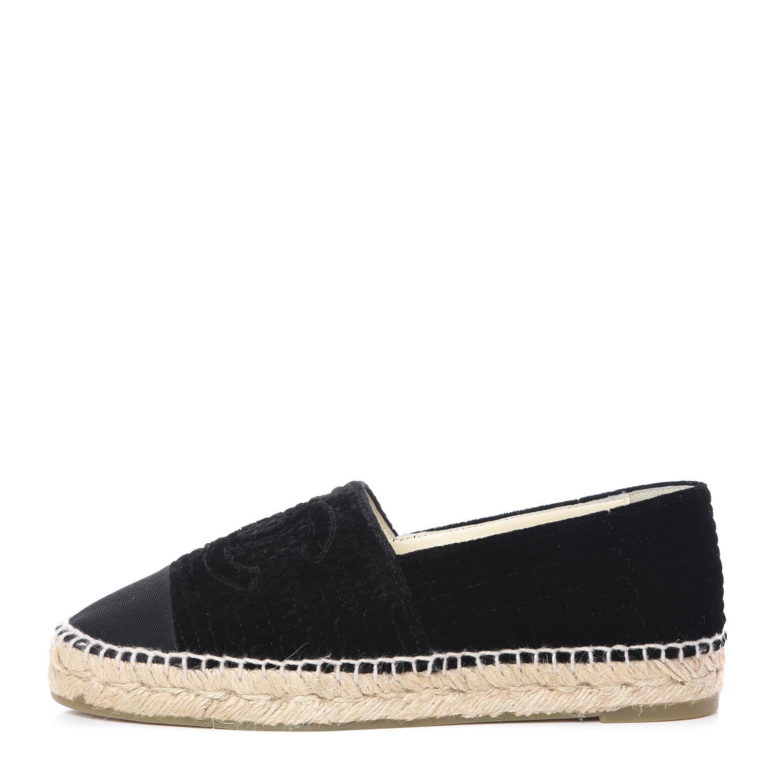Chanel Velvet Grosgrain CC Espadrilles 37 Black 1 of 10