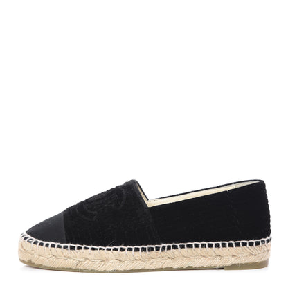 Chanel Velvet Grosgrain CC Espadrilles 37 Black 1 of 10
