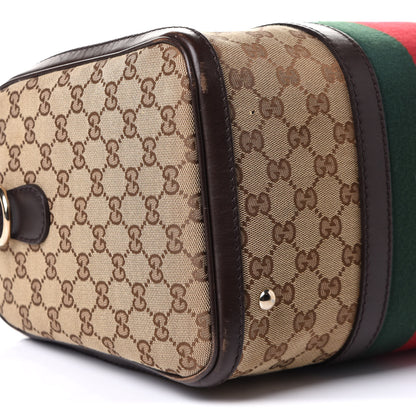 Gucci Monogram Vintage Web Medium Boston Dark Brown 10 of 11