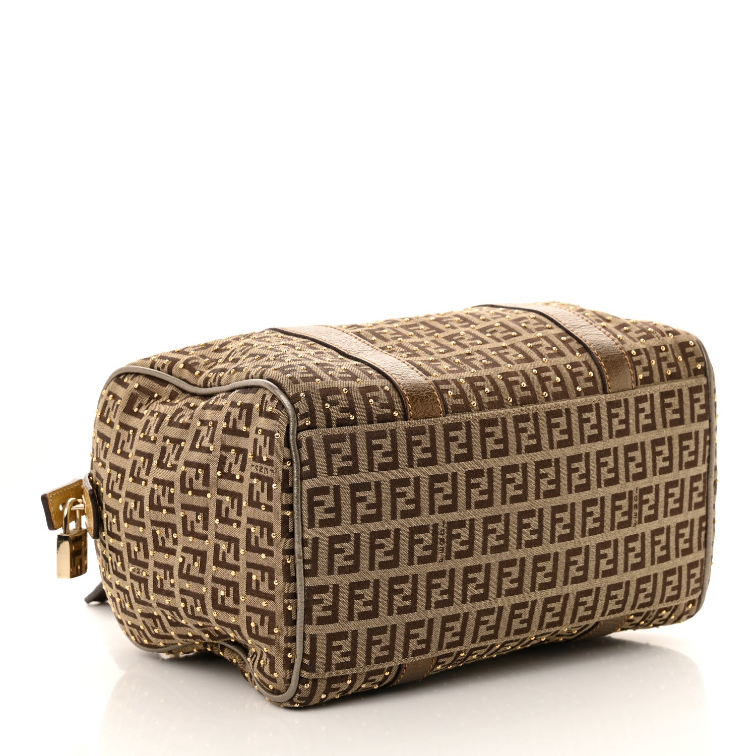 Fendi Zucchino Spalmati Studded Boston Mogano Panna Bruciato 4 of 11
