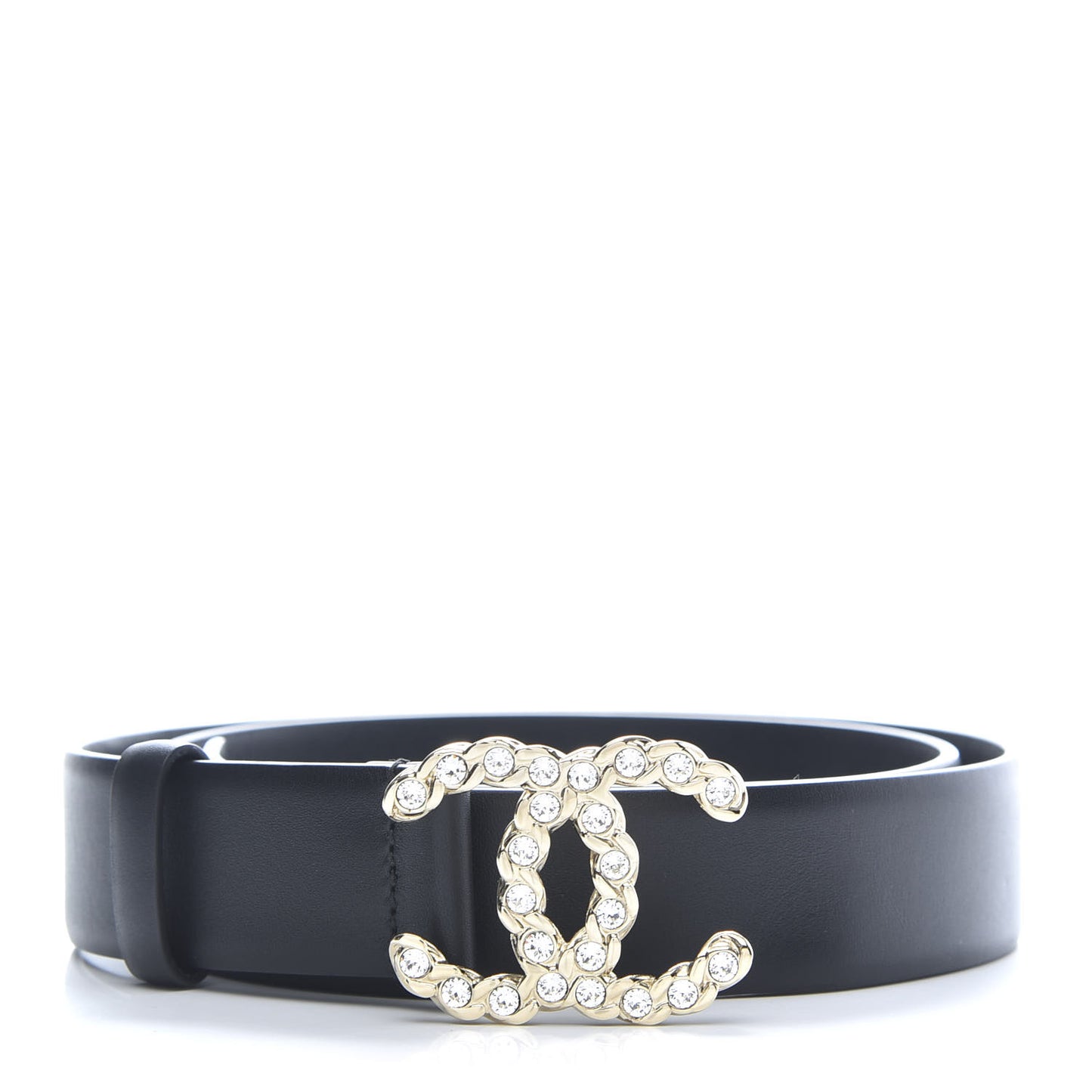 Calfskin Crystal Pearls Coronation CC Belt 80 32 Black