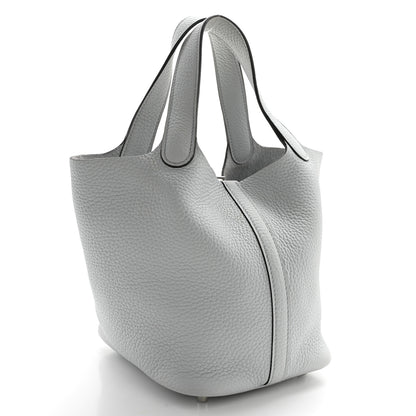 Hermes Taurillon Clemence Picotin Lock 18 PM Bleu Pale 3 of 14