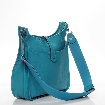 Hermes Taurillon Clemence Evelyne III GM Turquoise 3 of 6