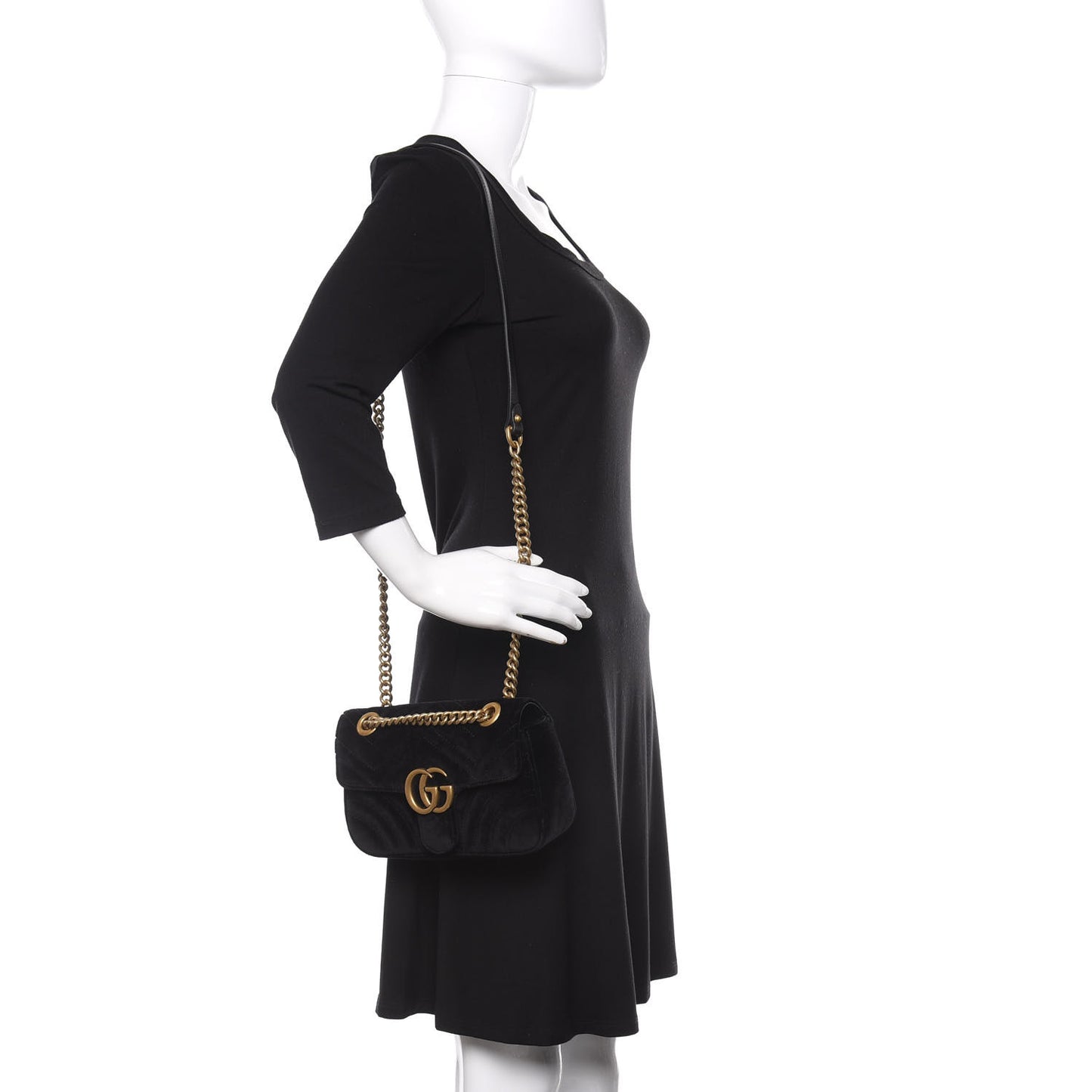 Velvet Matelasse Mini GG Marmont Shoulder Bag Black
