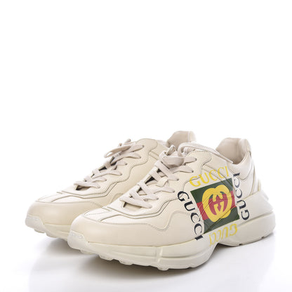 Gucci Calfskin Interlocking G Logo Mens Rhyton Sneakers 10.5 Ivory 3 of 13