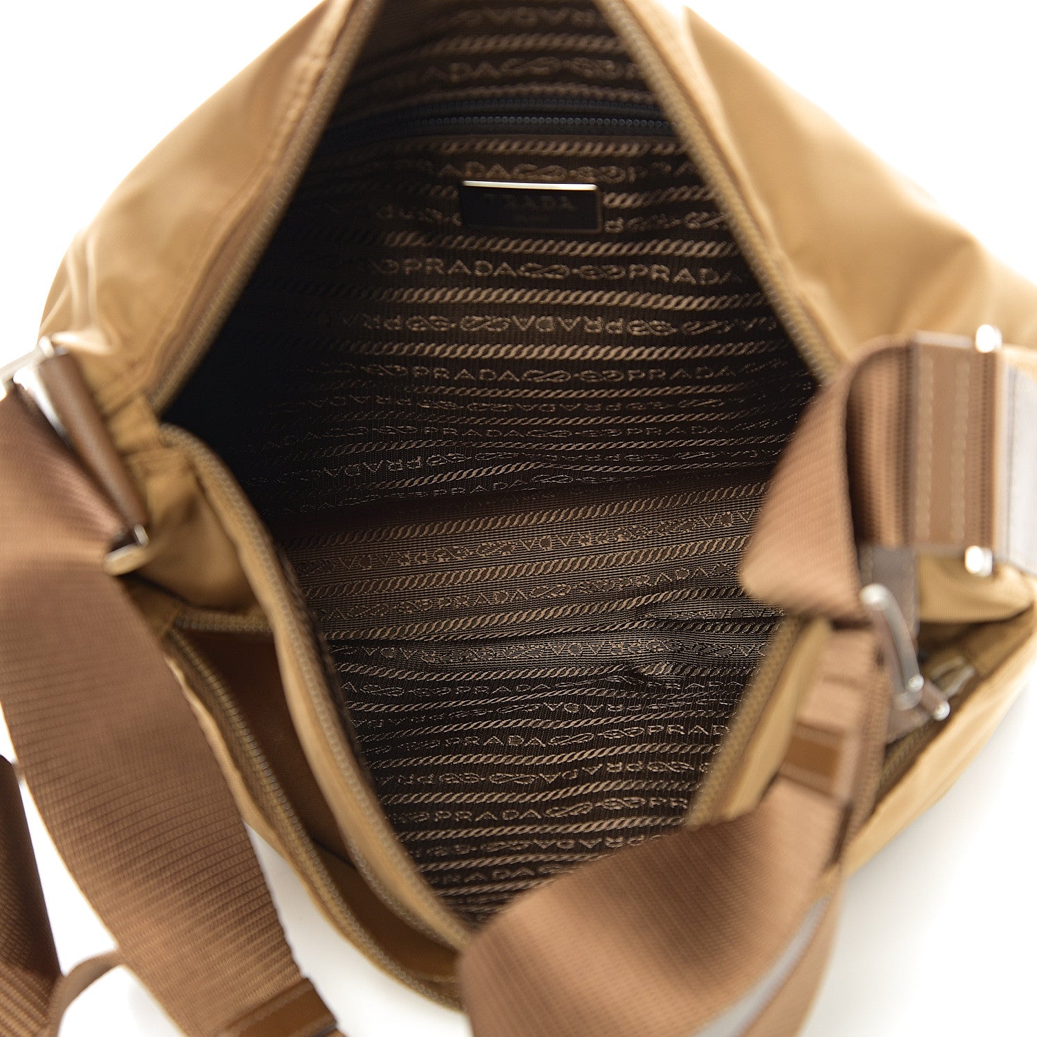 Prada Nylon Vela Flat Messenger Bag Tabacco 4 of 9