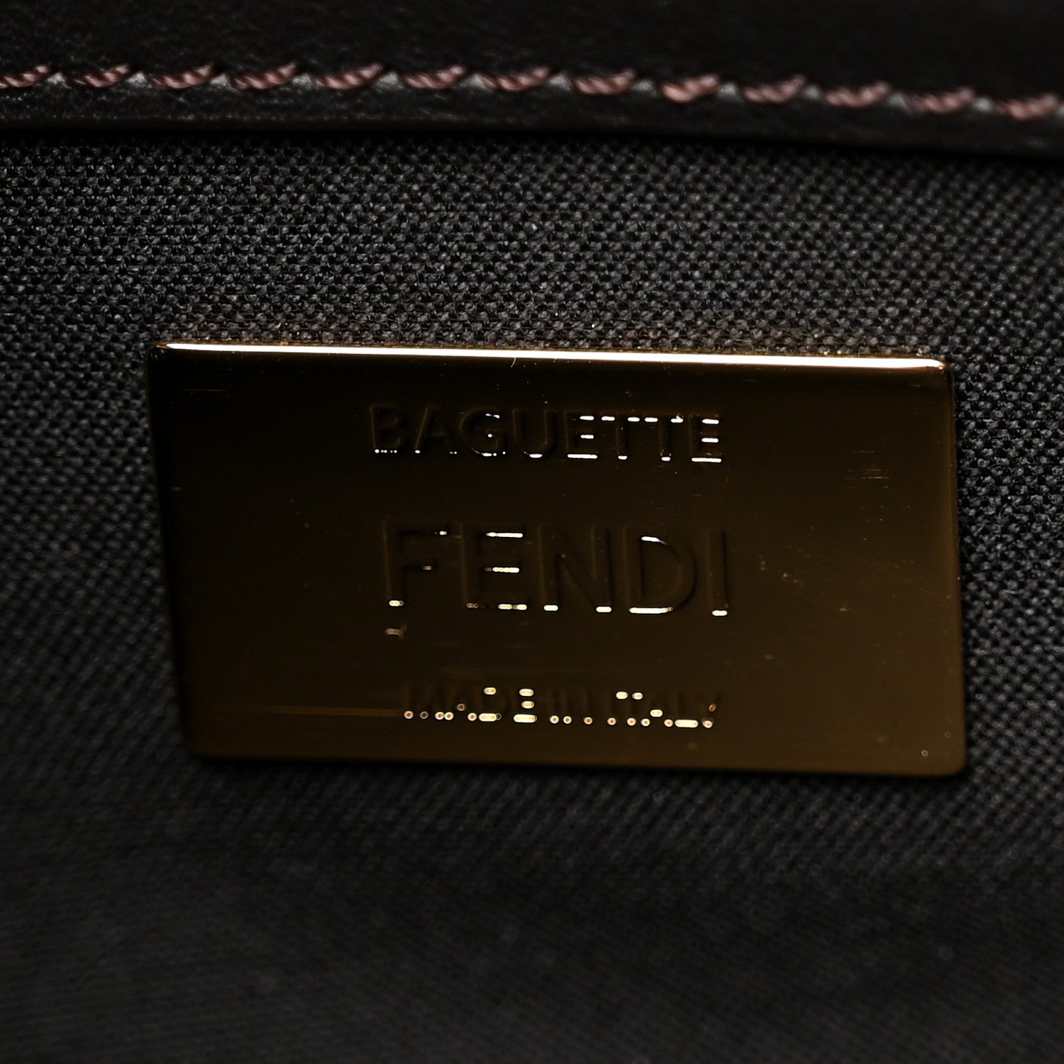 Fendi Fabric Jacquard Paillettes Vitello Seta FF 1974 Baguette Testa di Moro Real Ebano 6 of 10