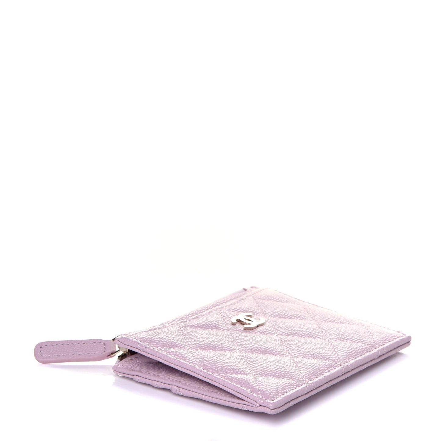 Caviar Quilted CC Zip Card Holder Light Pink