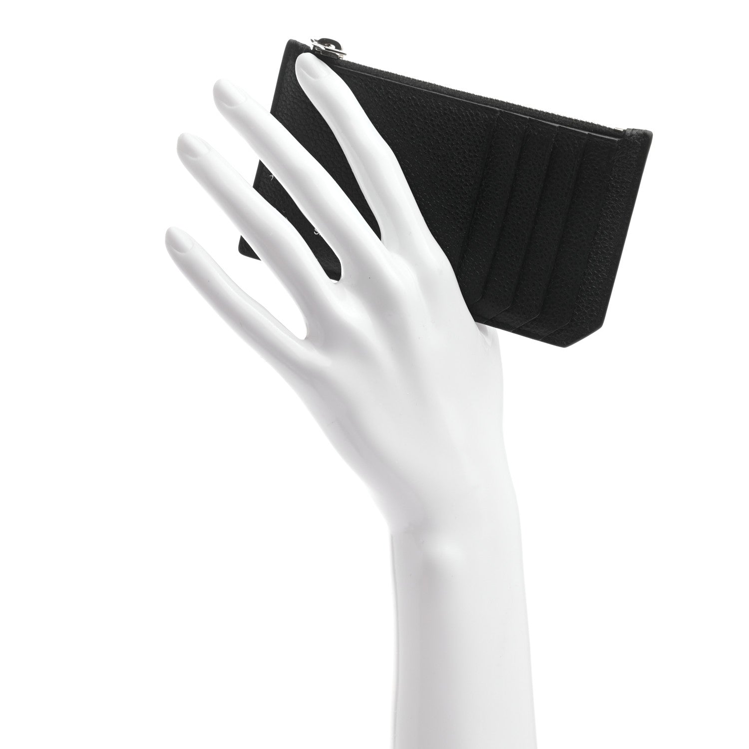 Saint Laurent Grained Calfskin 5 Fragments Zip Pouch Card Holder Black 2 of 8