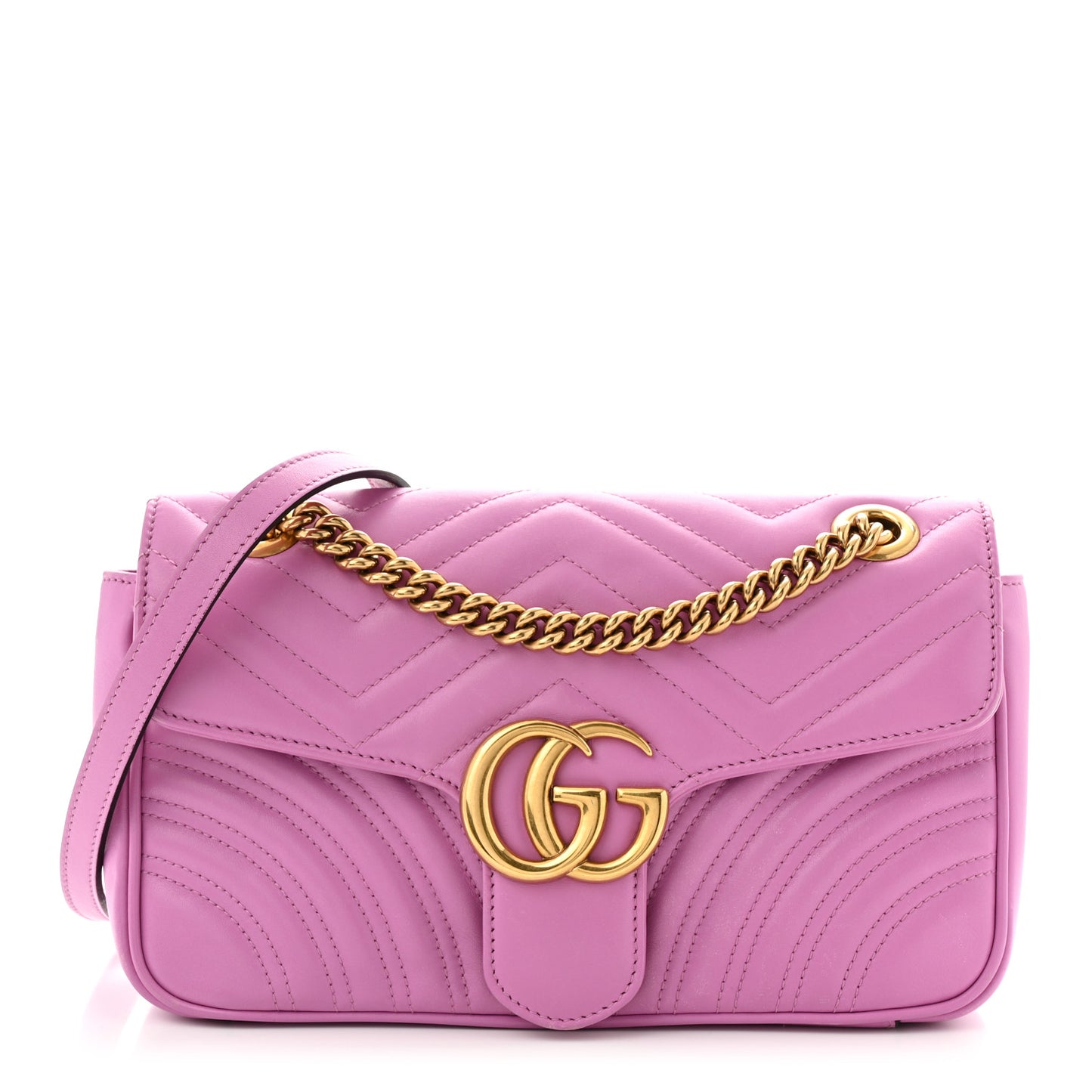 Calfskin Matelasse Small GG Marmont Shoulder Bag Candy Mousse