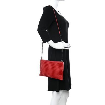 Christian Louboutin Calfskin Studded Loubiposh Clutch Red 2 of 15