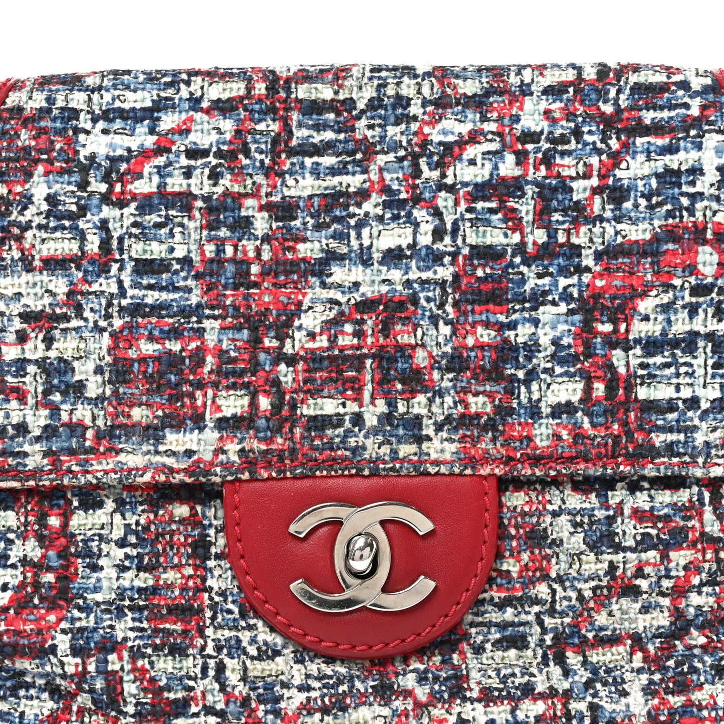 Tweed Lambskin Flap Blue Red