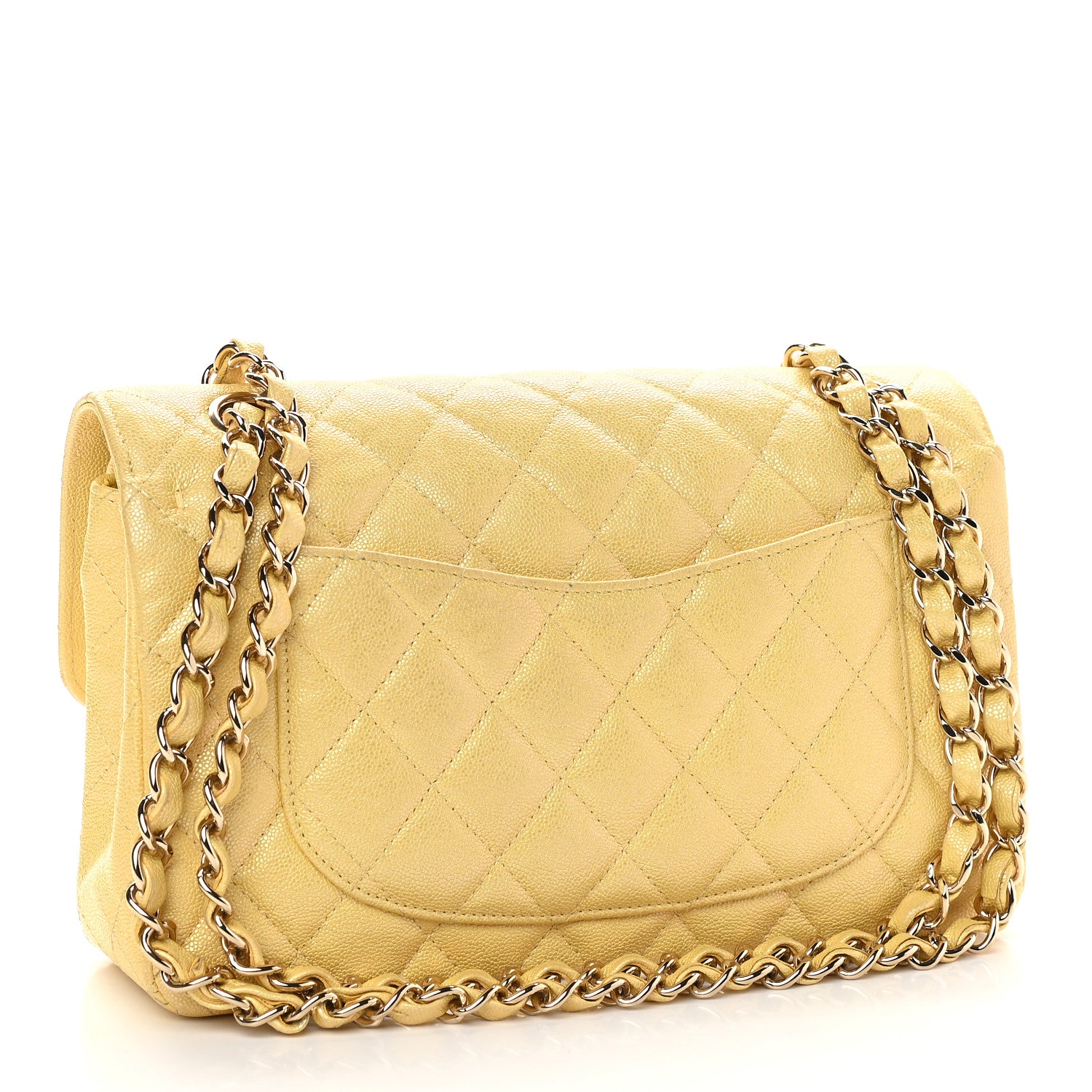 Chanel Iridescent Caviar Quilted Small Double Flap Yellow 3 of 9