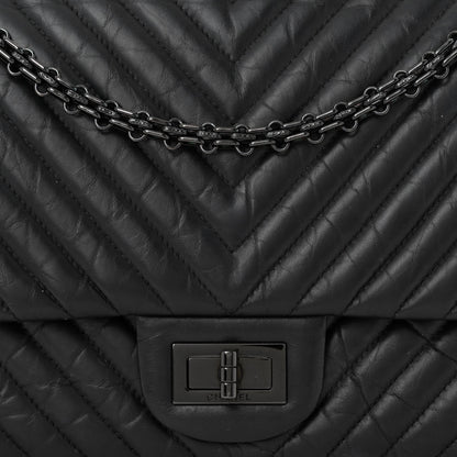 Chanel Aged Calfskin Chevron Quilted 2.55 Reissue 227 Flap So Black 8 of 13