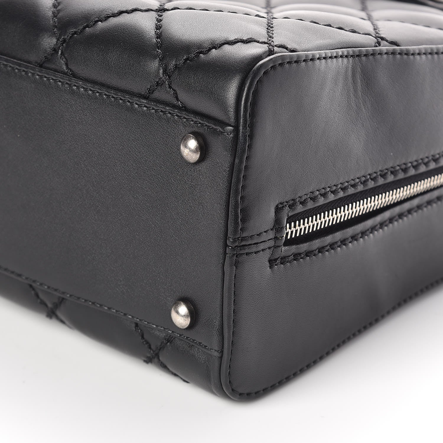 Chanel Calfskin Quilted Top Handle Bag Black 9 of 13