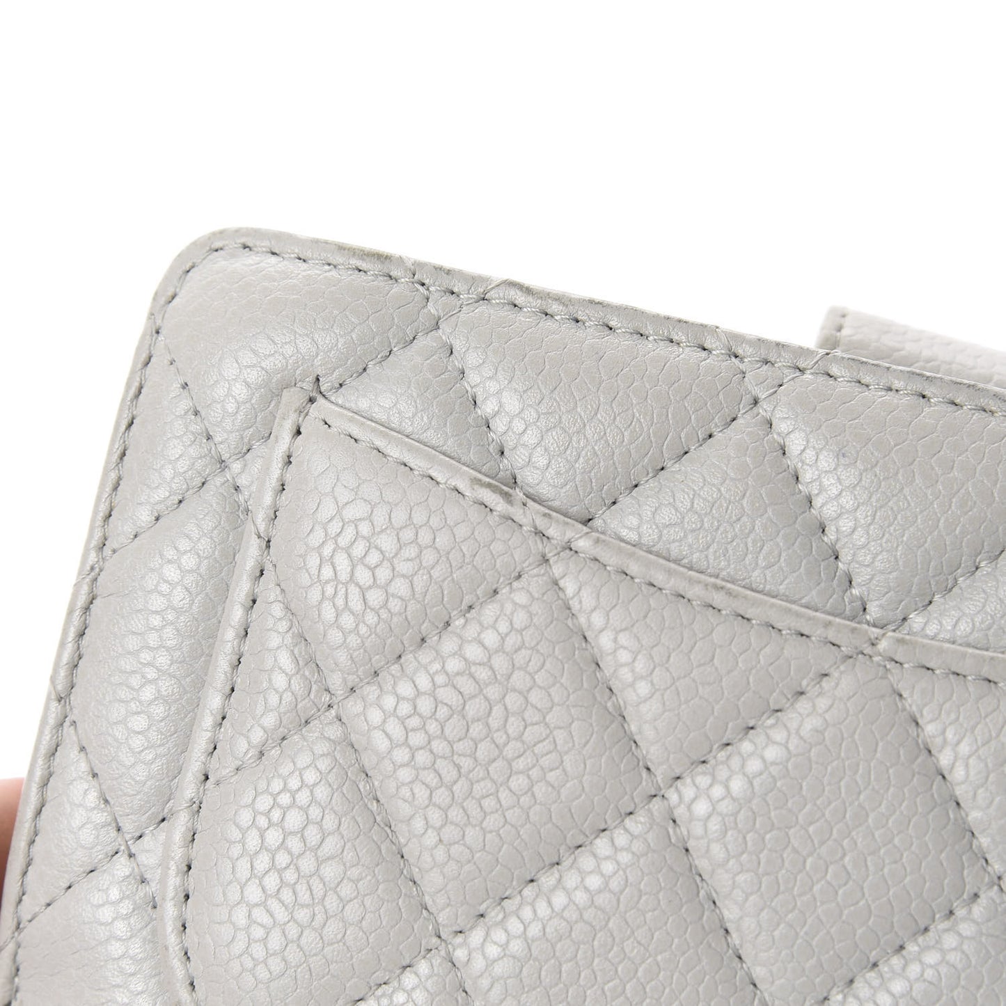 Caviar Quilted CC French Wallet Light Gray