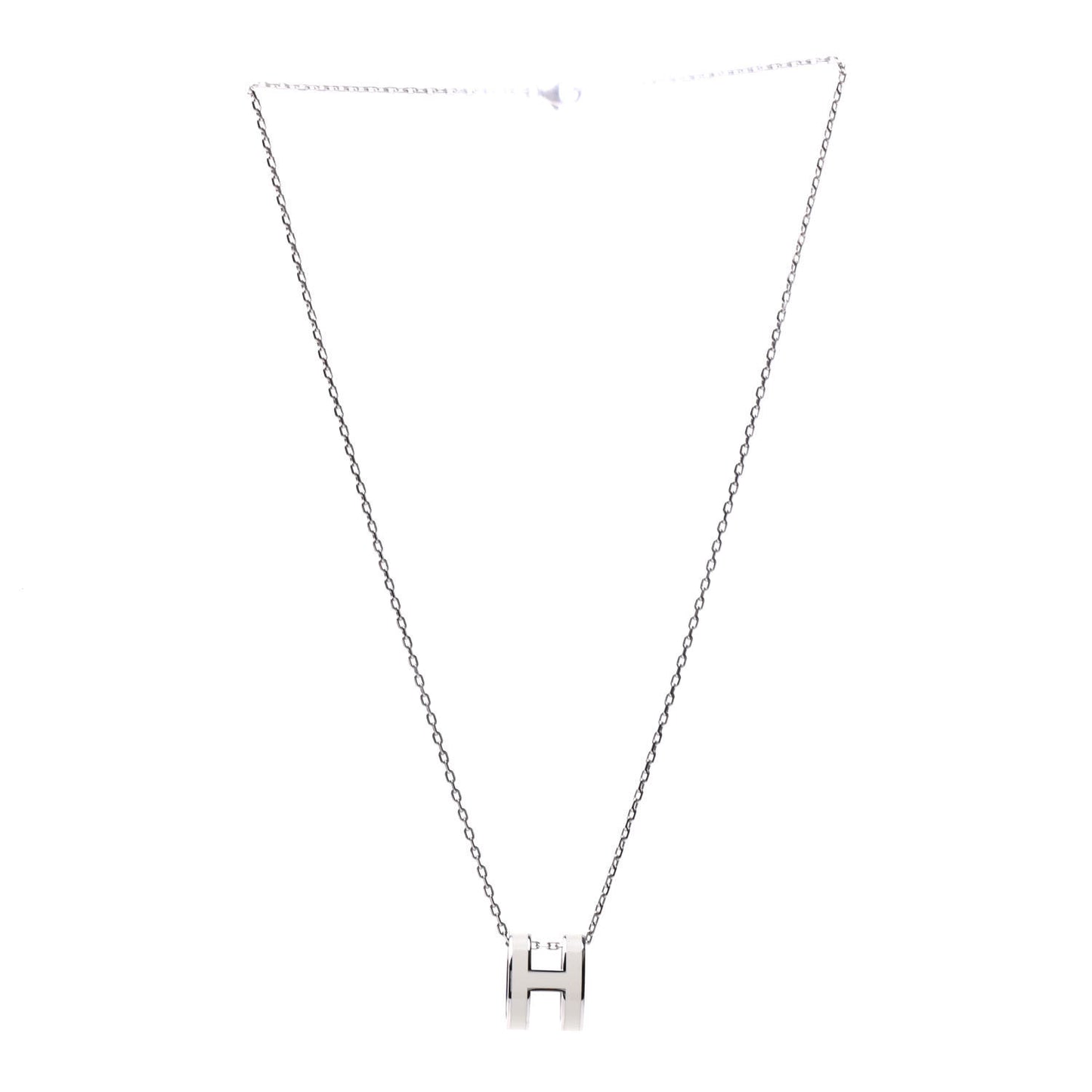 Lacquered Palladium Pop H Pendant Necklace White