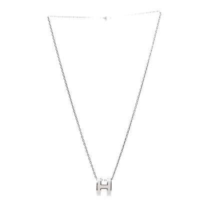 Hermes Lacquered Palladium Pop H Pendant Necklace White 4 of 7