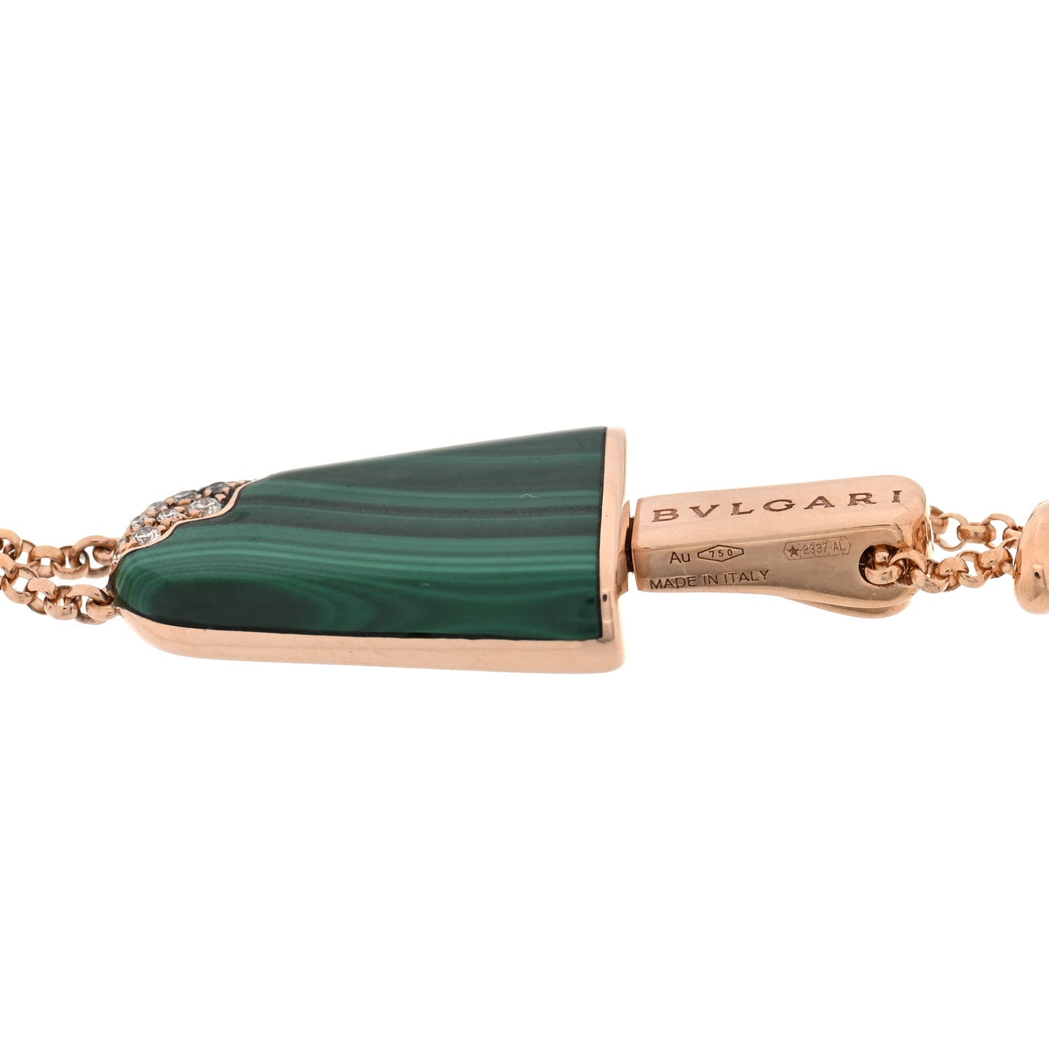 Bulgari 18K Rose Gold Diamond Malachite Gelati Bracelet SM 3 of 3