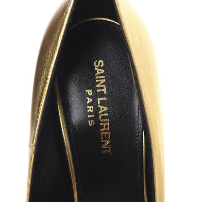 Saint Laurent Calfskin Opyum 100 Pumps 39 Gold 6 of 9