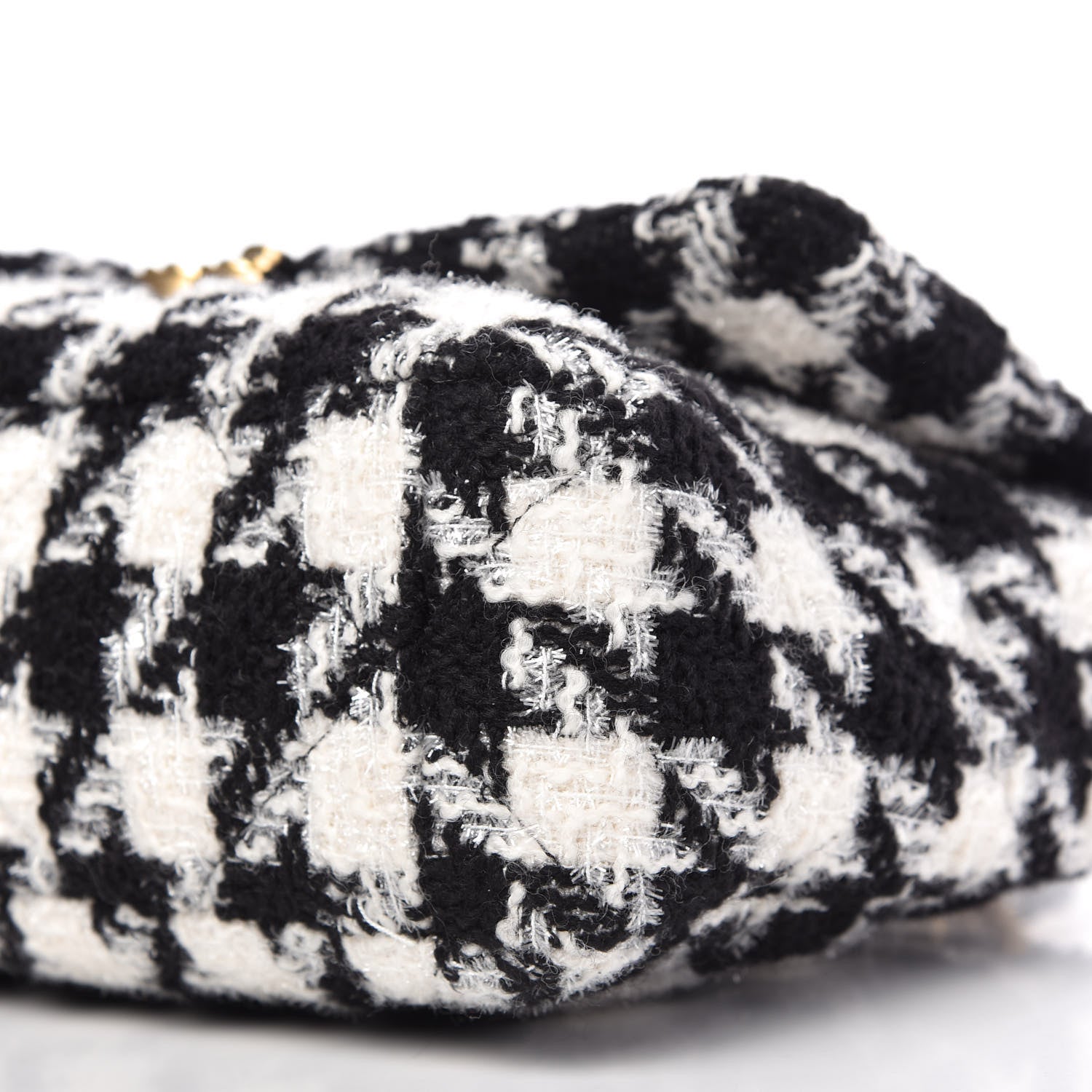Chanel Tweed Quilted Large Chanel 19 Flap Black Ecru White 7 of 10