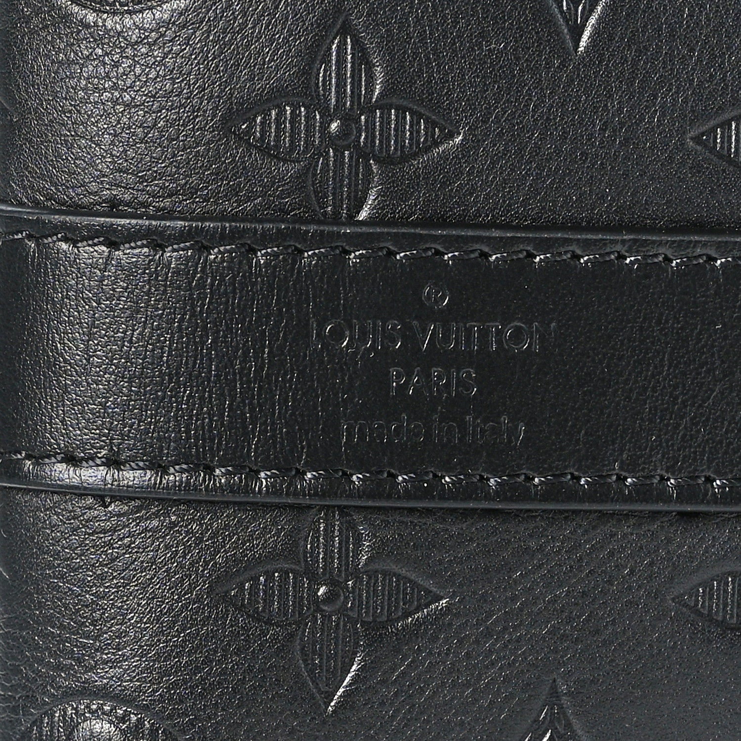 Louis Vuitton Calfskin Shadow Monogram Keepall Bandouliere 50 Black 5 of 9