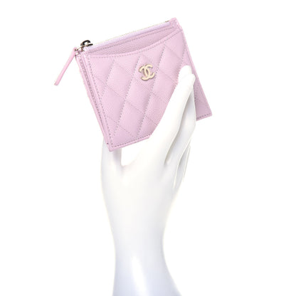 Chanel Caviar Quilted CC Zip Card Holder Light Pink 2 of 8