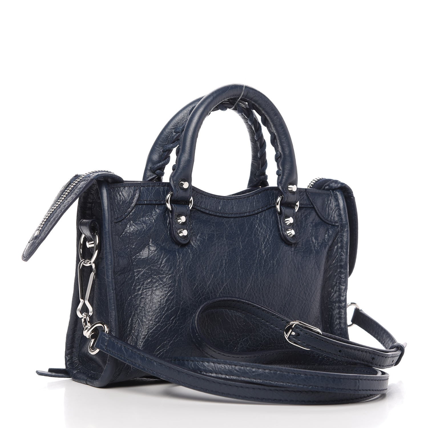 Balenciaga Agneau Classic Silver Hardware Nano City Bleu de Minuit 3 of 9