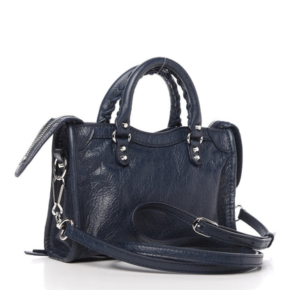 Balenciaga Agneau Classic Silver Hardware Nano City Bleu de Minuit 3 of 9