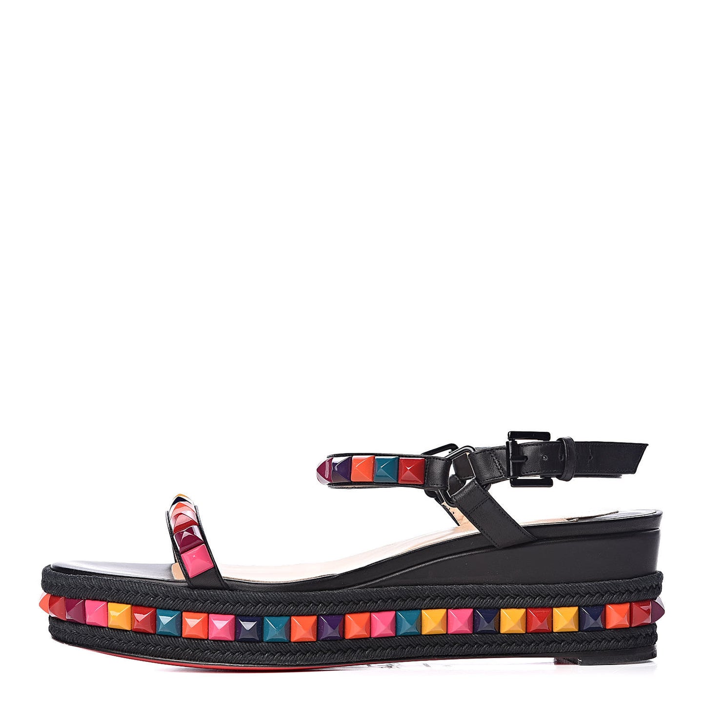 Calfskin Rope Cataclou 60 Platform Sandals 41 Black Multi