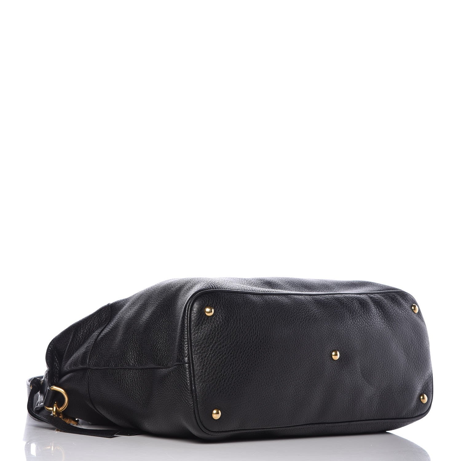 Gucci Pebbled Calfskin Twill Medium Top Handle Satchel Black 5 of 9