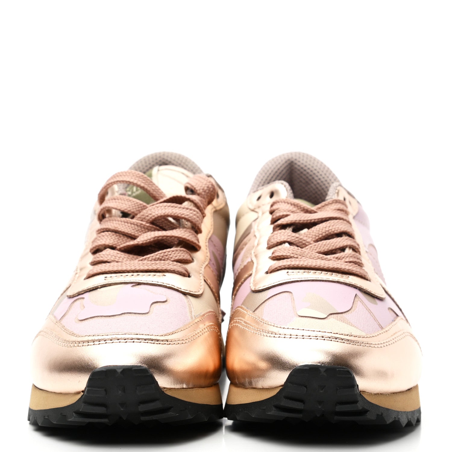 Valentino Garavani Metallic Nappa Suede Camouflage Womens Rockrunner Sneakers 37 Multicolor 2 of 8