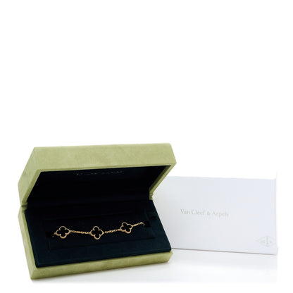 Van Cleef & Arpels 18K Yellow Gold Black Onyx 5 Motifs Vintage Alhambra Bracelet 5 of 5