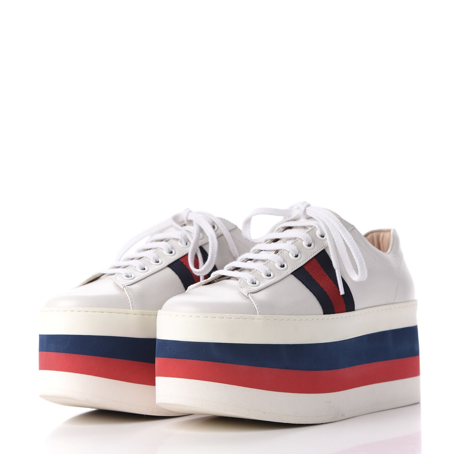 Gucci Calfskin Peggy Platform Sneakers 38 White 2 of 9