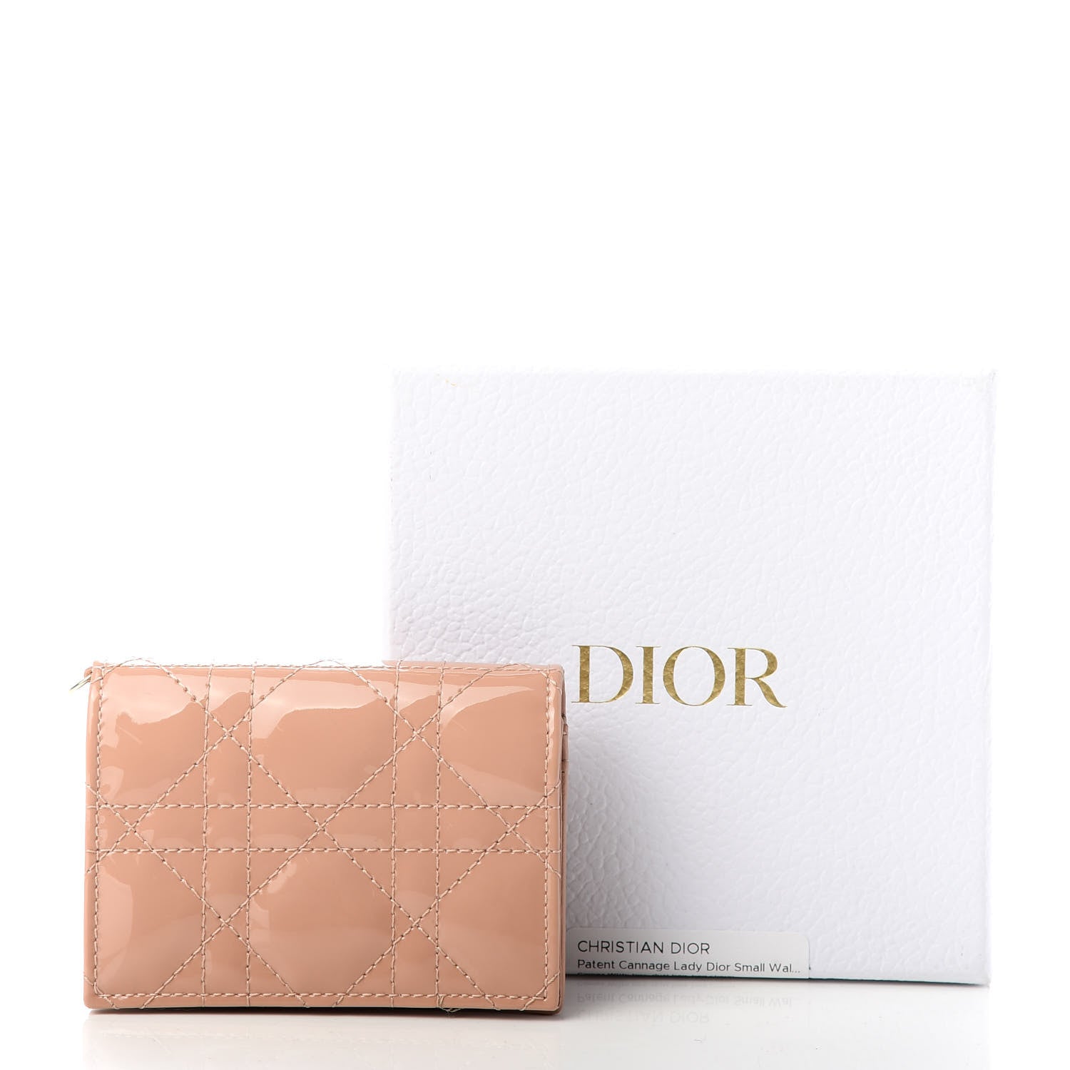 Christian Dior Patent Cannage Small Lady Dior Flap Card Holder Rose De Vents 9 of 9