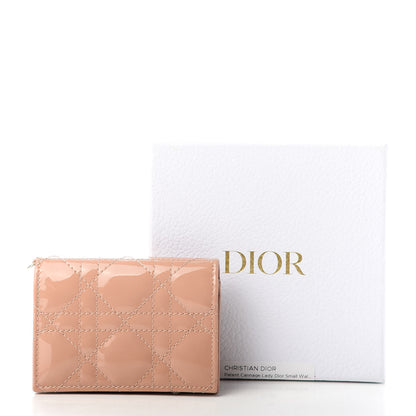Christian Dior Patent Cannage Small Lady Dior Flap Card Holder Rose De Vents 9 of 9