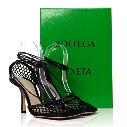 Bottega Veneta Mesh Nappa Stretch Ankle Tie Sandals 37.5 Black 8 of 8