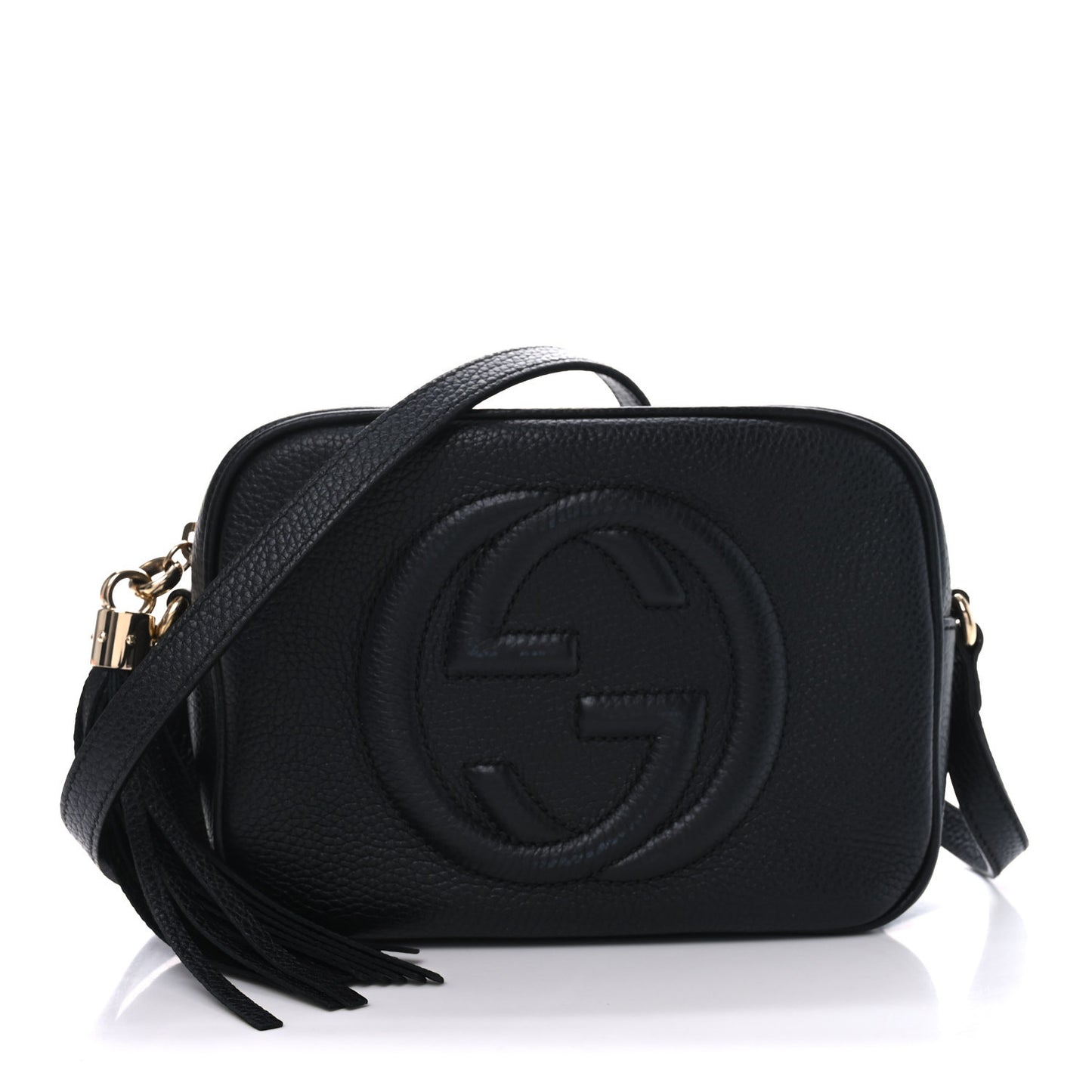 Pebbled Calfskin Small Soho Disco Bag Black