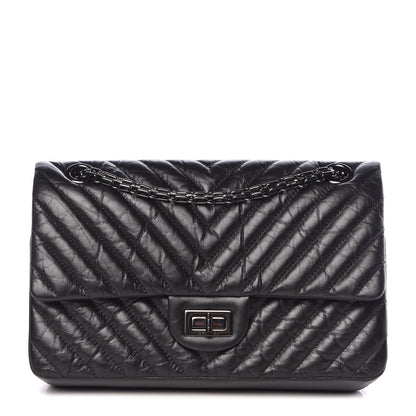 Chanel Aged Calfskin Chevron Quilted 2.55 Reissue 225 Flap So Black 1 of 11