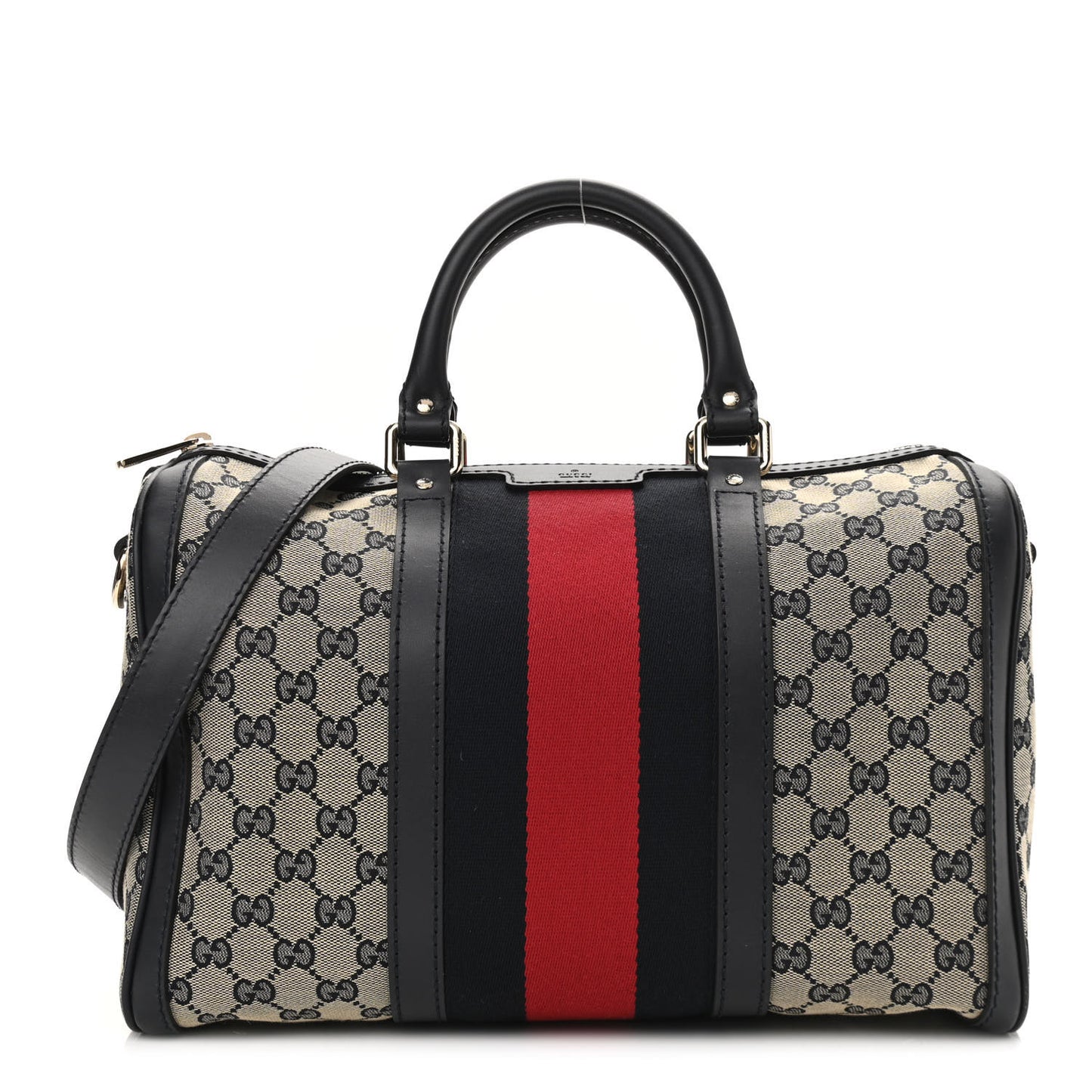 Monogram Selleria Calfskin Vintage Web Medium Boston Beige Blue