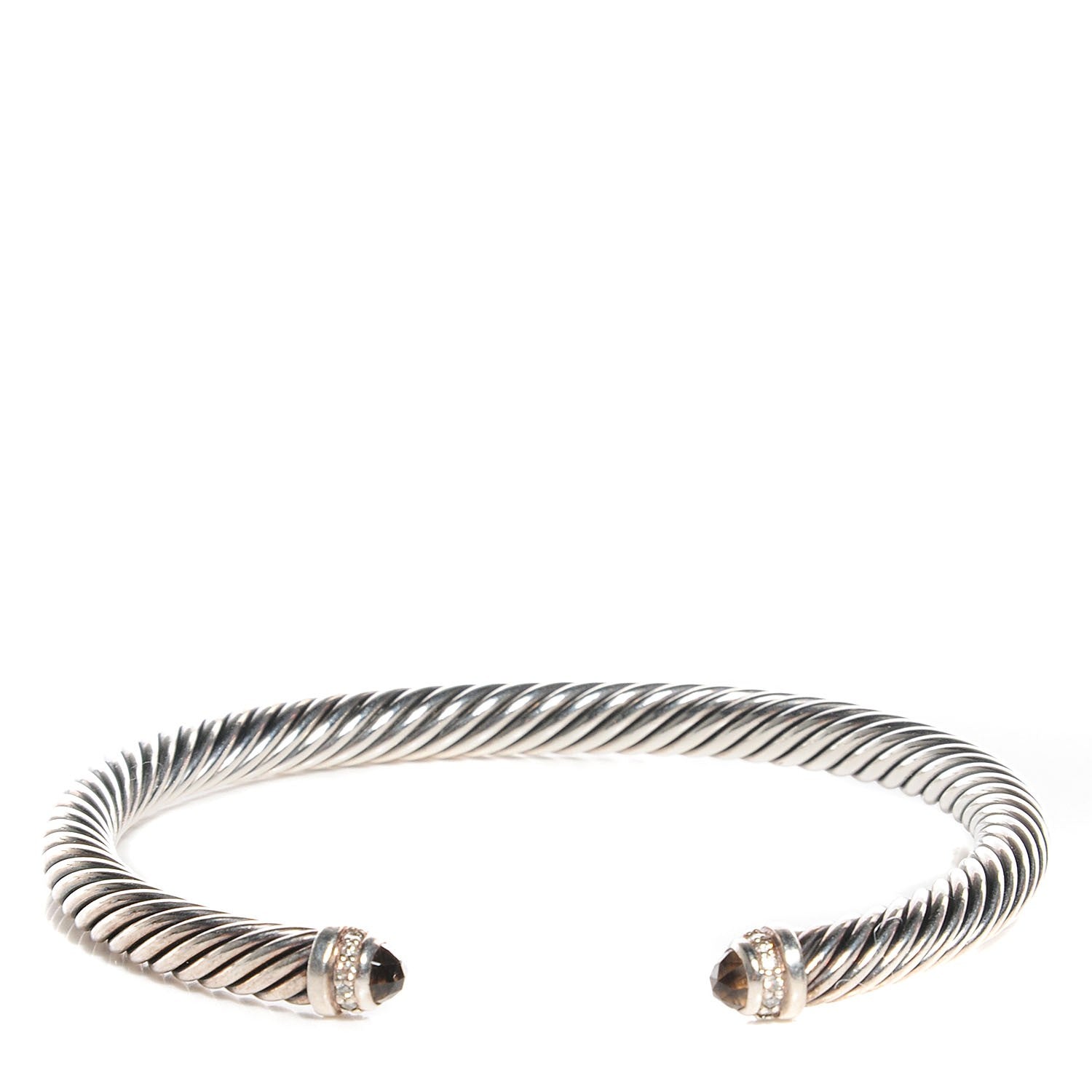David Yurman Sterling Silver Diamond Smoky Quartz 5mm Cable Classics Bracelet 1 of 4