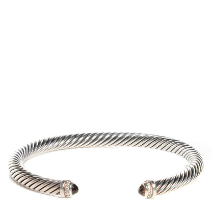 David Yurman Sterling Silver Diamond Smoky Quartz 5mm Cable Classics Bracelet 1 of 4