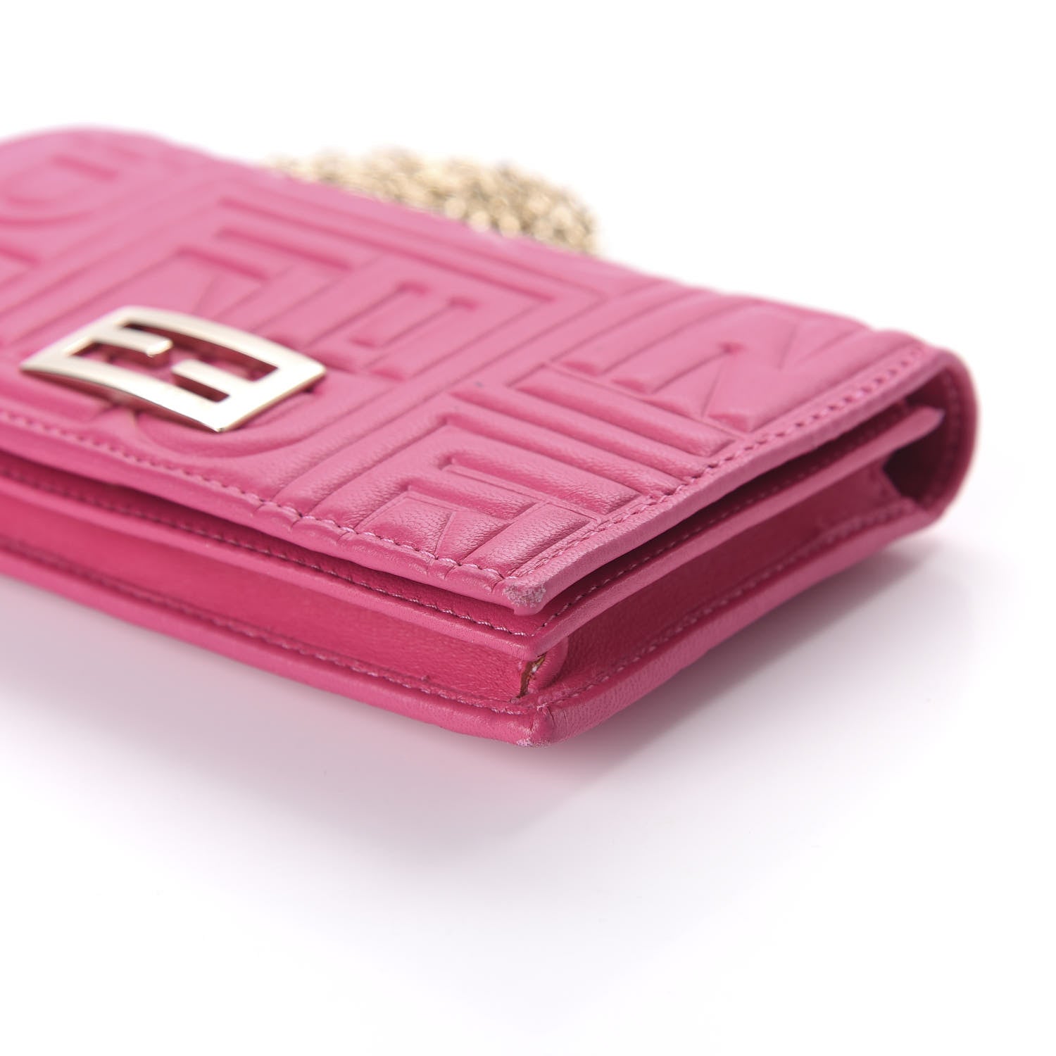 Fendi Nappa Logo Embossed Wallet On Chain Fuxia 7 of 13